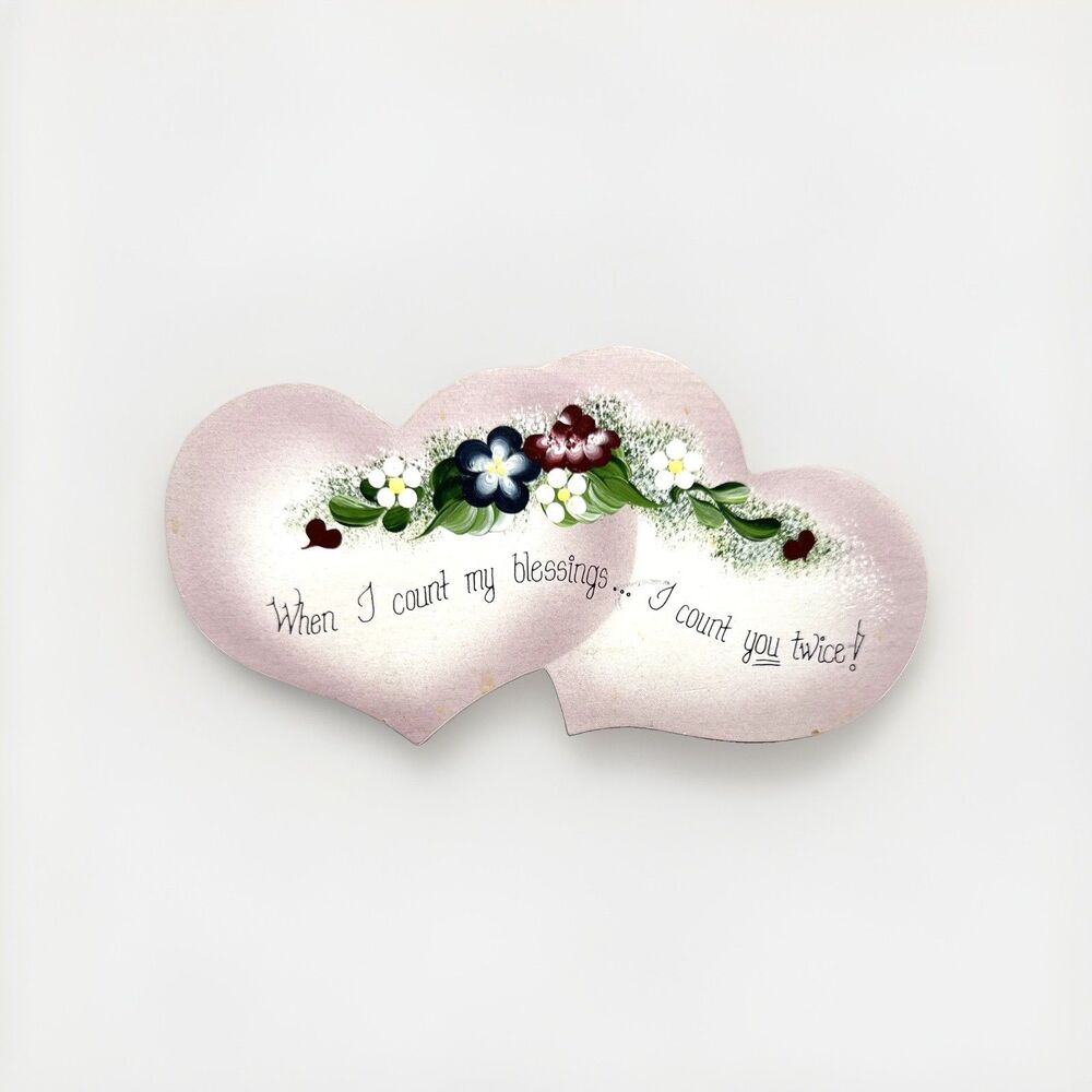 Small Wooden Heart Wall Hanging Hand-Painted "When I count my blessings...."